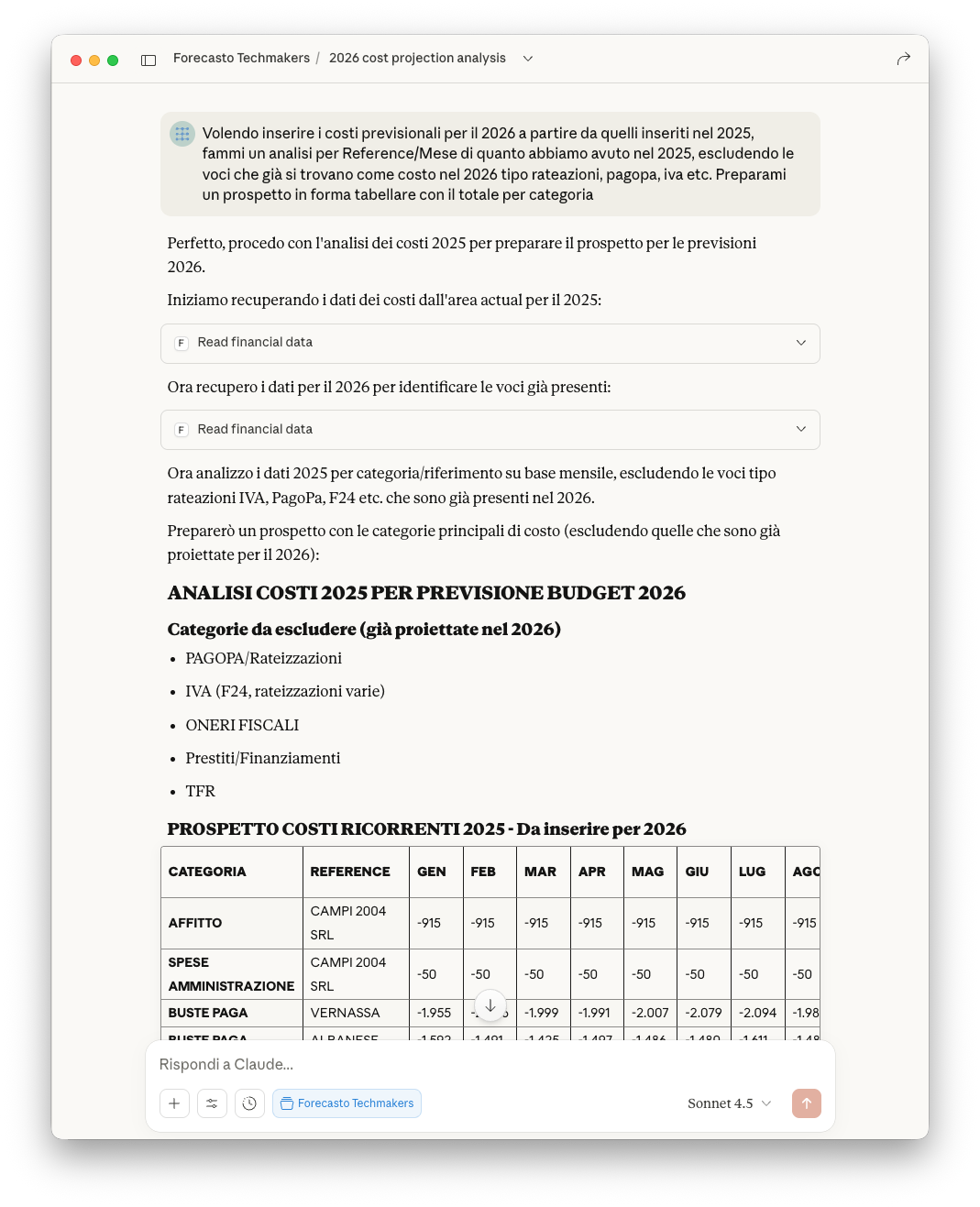 Forecasto AI integrato nel workspace